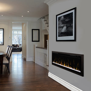 Dimplex Ignite XL 50-inch linear electric fireplace recessed in a wall