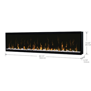 Dimplex Ignite XL 60-inch linear electric fireplace recessed in a wall