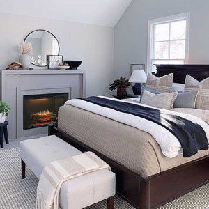 Dimplex Revillusion built-in electric fireplace installed in a bedroom