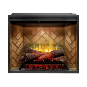 Dimplex Revillusion 30-inch built-in electric fireplace with Herringbone Brick interior panel