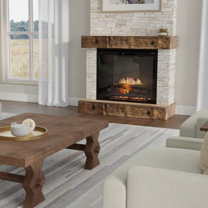 Dimplex Revillusion Portrait 36-inch electric fireplace with Black interior panel in a living room