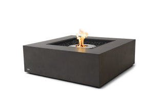 EcoSmart Fire Base 40 fire table in Natural Fluid Concrete with stainless steel ethanol burner lit