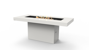 EcoSmart Fire Gin 90 Bar fire table in Bone Fluid Concrete with stainless steel ethanol burner