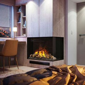 Dimplex Optimyst e-MatriX water vapour fireplace shown in a built-in installation