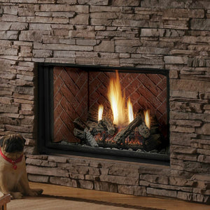 Kingsman Heritage 36-inch high capacity dual burner direct vent gas fireplace with brick liner