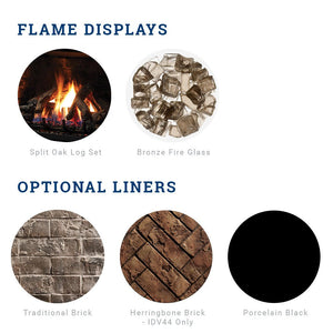 Kingsman Clean View 44-inch direct vent gas fireplace insert with ceramic glass and glowing ember burner