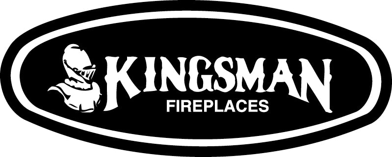Kingsman Fireplaces logo with a boot graphic on a black background