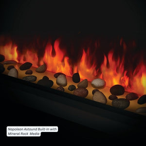 Close-up of mineral rock media in the Napoleon Astound electric fireplace ember bed