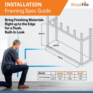 SimpliFire Scion 55-inch linear electric fireplace, product view 16