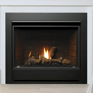 Kingsman Clean View 36-inch zero clearance direct vent gas fireplace with log set and porcelain liner