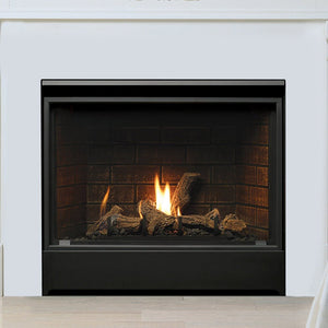Kingsman Clean View 36-inch zero clearance direct vent gas fireplace with log set and porcelain liner