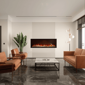 Napoleon Astound 62-inch built-in linear electric fireplace with tinted glass and frameless appearance