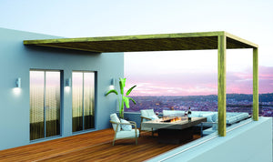 EcoSmart Fire Gin 90 Dining fire table on a rooftop terrace at sunset
