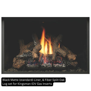 Black Matte Standard Liner and Fiber Split Oak Log Set for Kingsman IDV Gas Inserts