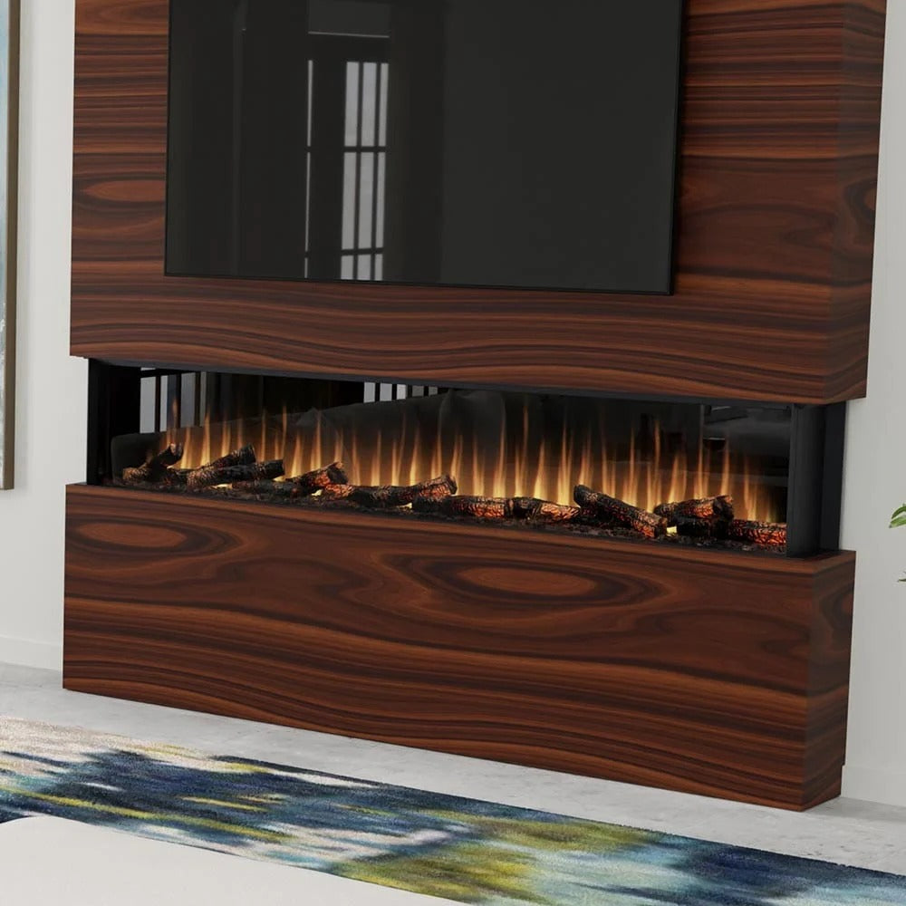 Dimplex Ignite Ultra 100-inch fireplace showing the pulsating ember bed and glowing logs