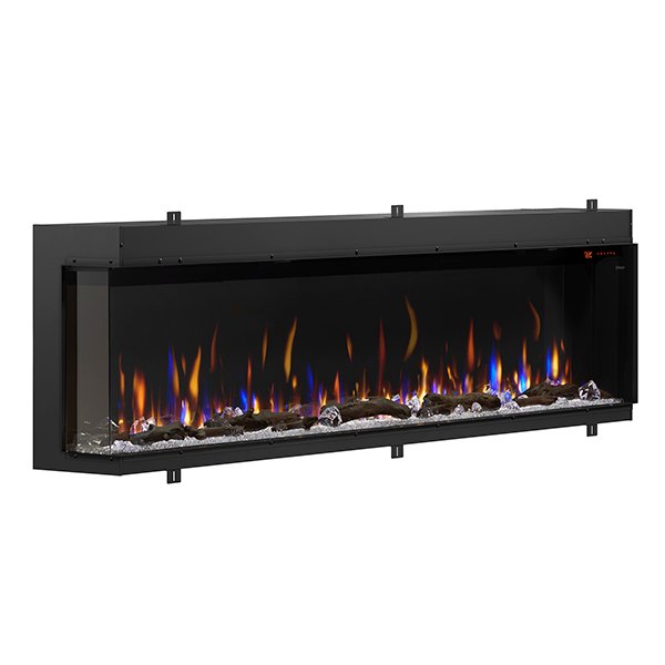 Dimplex Ignite XL Bold 88-inch fireplace shown as a wide feature wall installation