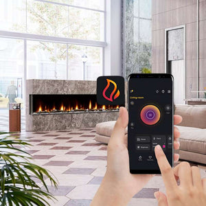 Dimplex Ignite XL Bold 50-inch fireplace showing the multi-sided viewing area