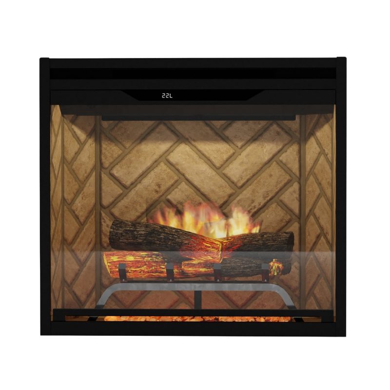 Dimplex Revillusion 24 inch built-in electric fireplace, herringbone brick interior panel