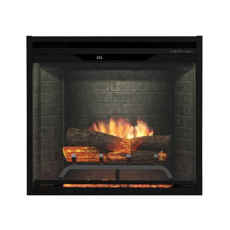 Dimplex Revillusion 24 inch built-in electric fireplace, neutral brick interior panel