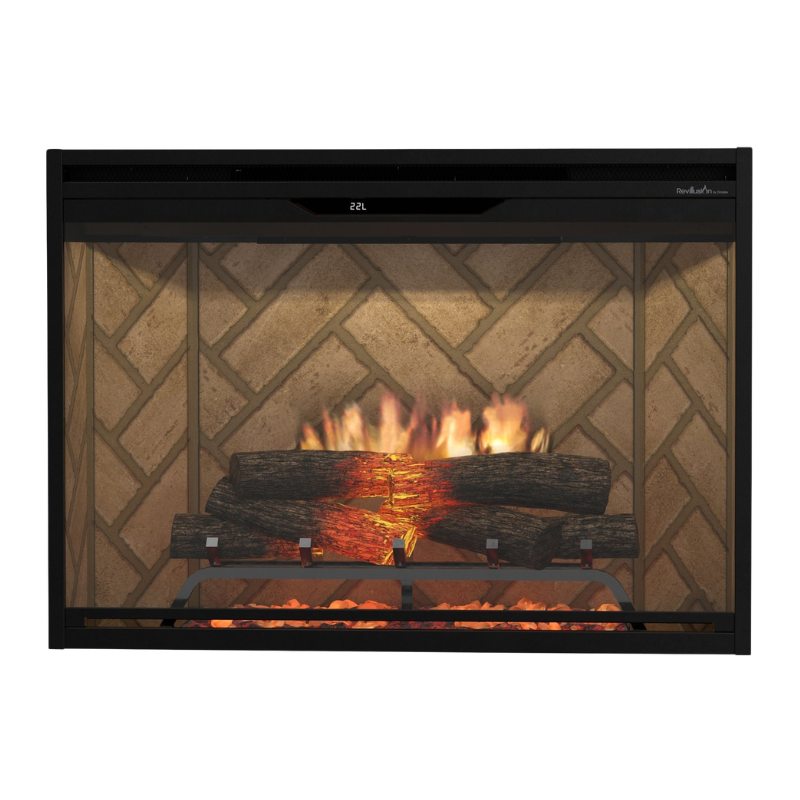 Dimplex Revillusion 36-inch built-in electric fireplace with realistic log fire