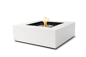 EcoSmart Fire Base 40 fire table in Bone Fluid Concrete with ethanol burner lit