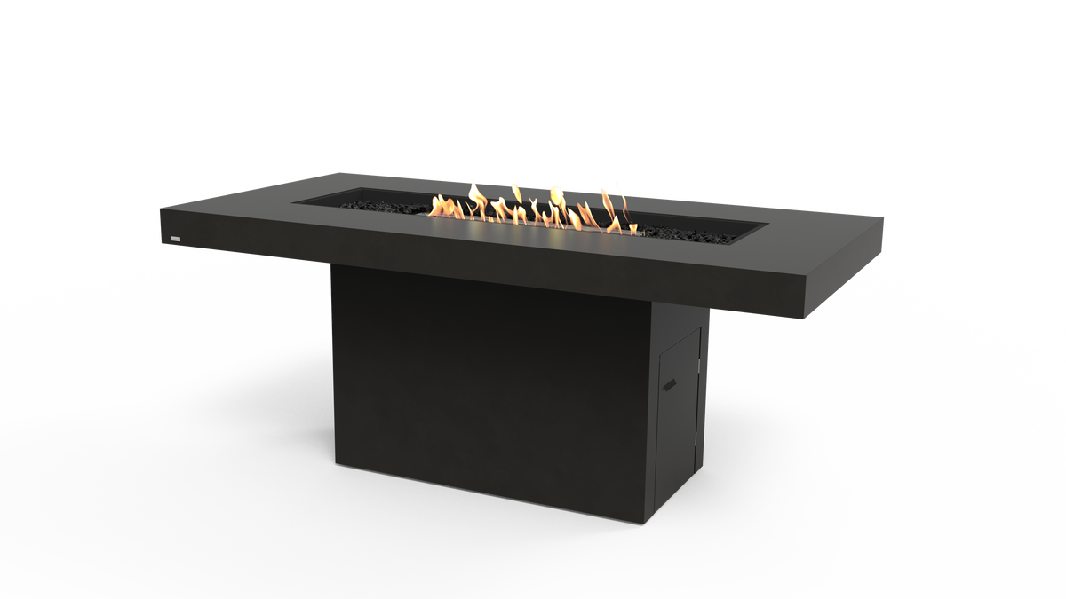 EcoSmart Fire Gin 90 Bar fire table in Graphite Fluid Concrete with stainless steel ethanol burner