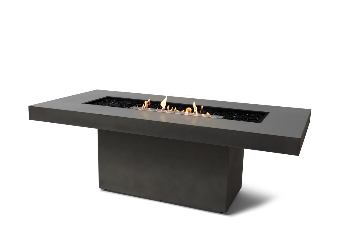 EcoSmart Fire Gin 90 Dining fire table in Natural Fluid Concrete with ethanol flame