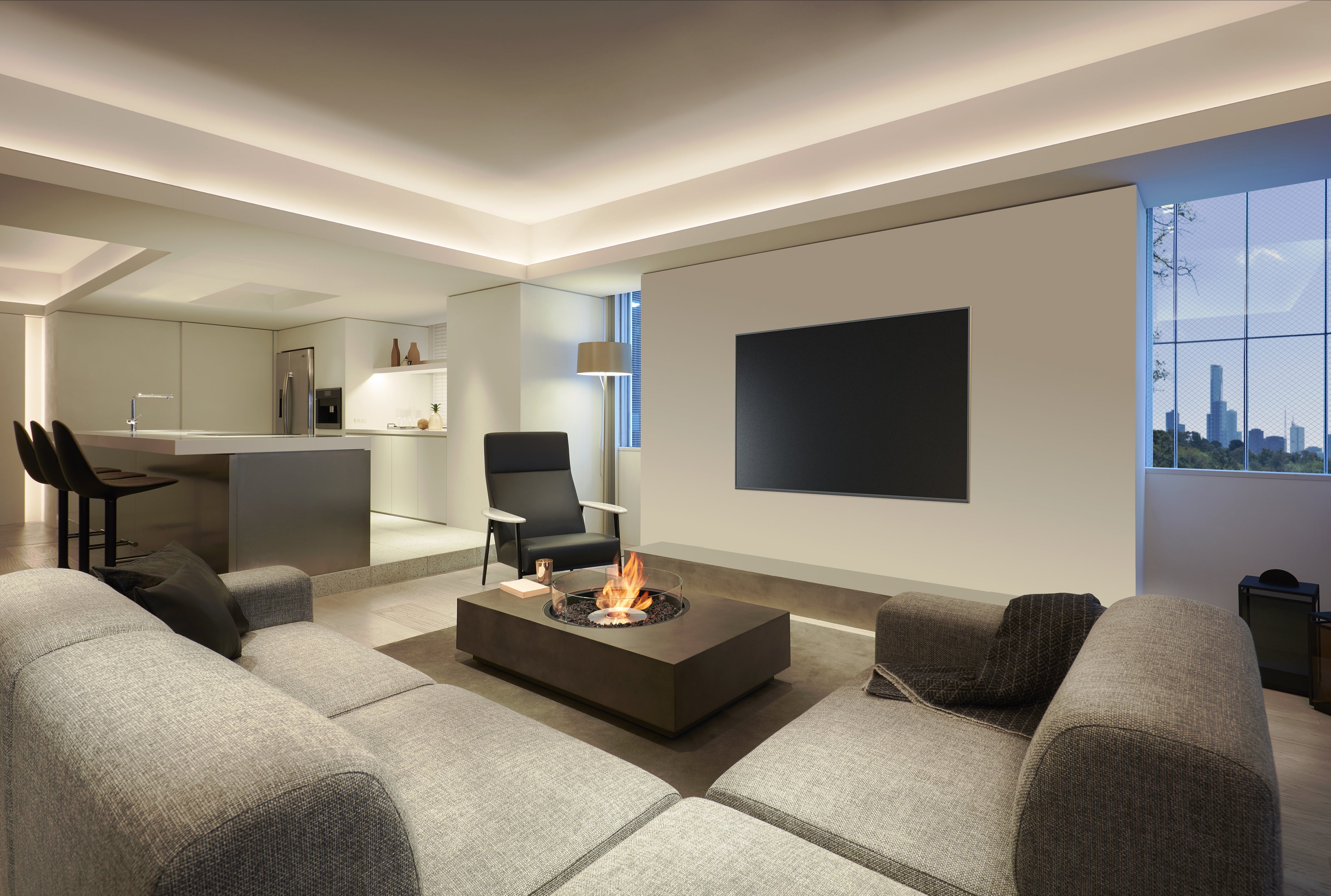 EcoSmart Fire Martini 50 fire table in a commercial hospitality space