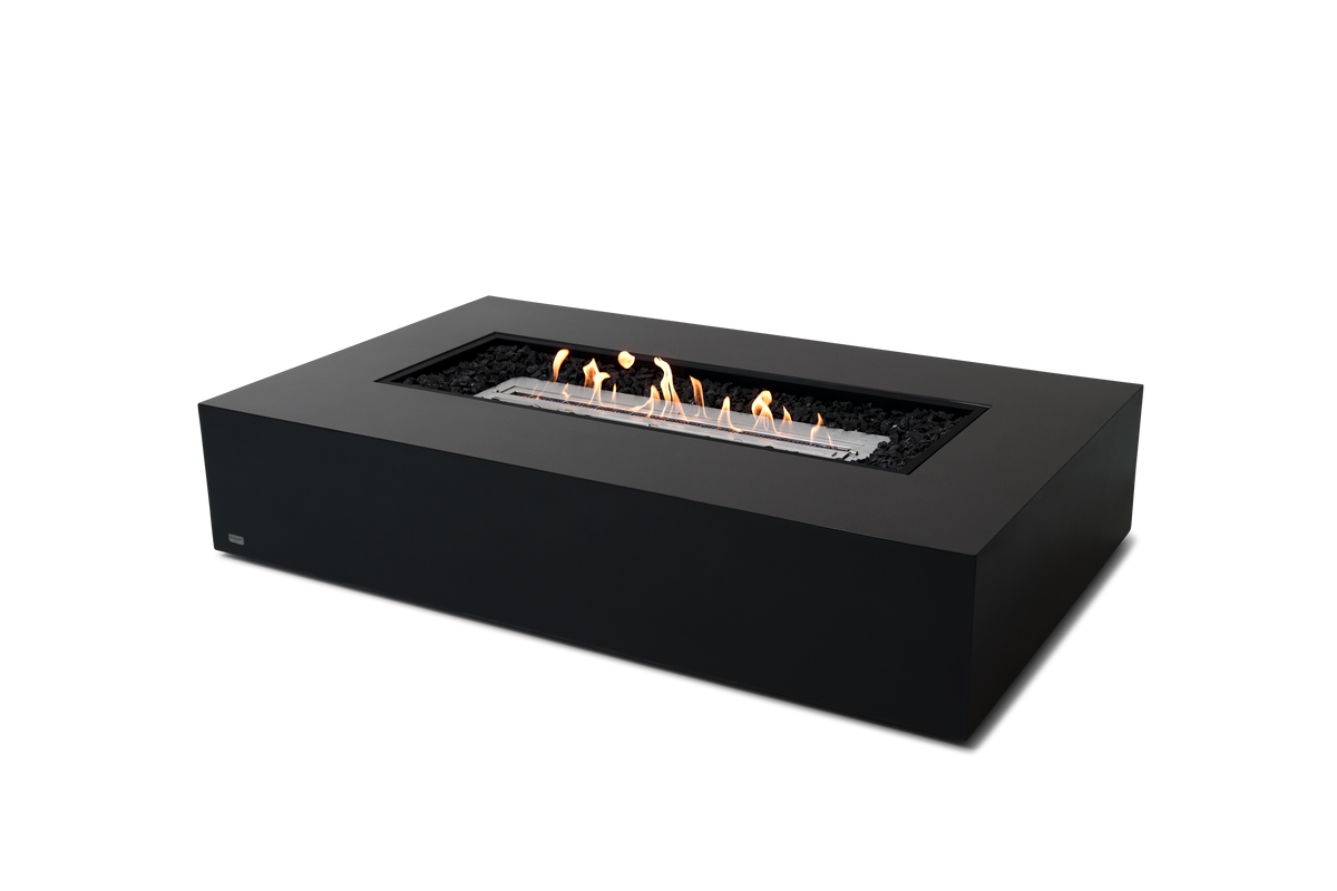 EcoSmart Fire Wharf 65 fire table in Graphite Fluid Concrete with stainless steel ethanol burner