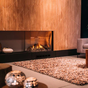 Dimplex Optimyst e-MatriX fireplace showing the flame effect from multiple viewing angles