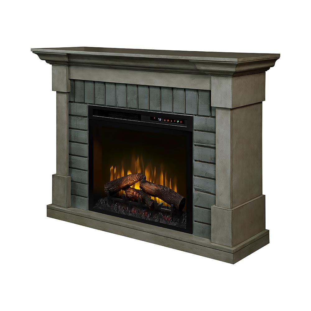 Royce Electric Fireplace Mantel Package in Smoke Stack Grey