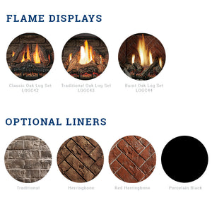 Kingsman Heritage 36-inch high capacity dual burner direct vent gas fireplace with brick liner