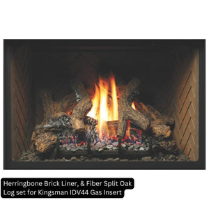 Herringbone Brick Liner and Fiber Split Oak Log Set for Kingsman IDV44 Gas Insert