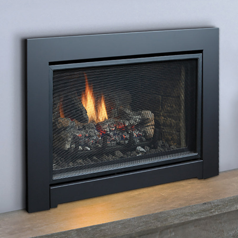 Kingsman Clean View 34-inch direct vent gas fireplace insert with ceramic glass and dual burner system