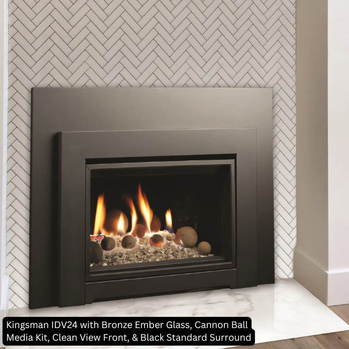 Kingsman IDV24 with Bronze Ember Glass Cannon Ball Media Kit Clean View Front Black Standard Surround