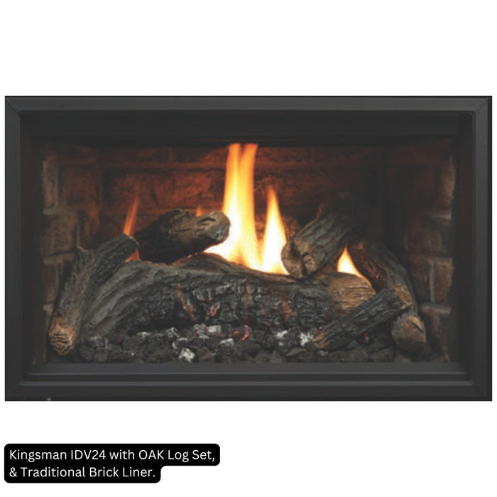 Kingsman IDV24 with Oak Log Set and Traditional Brick Liner