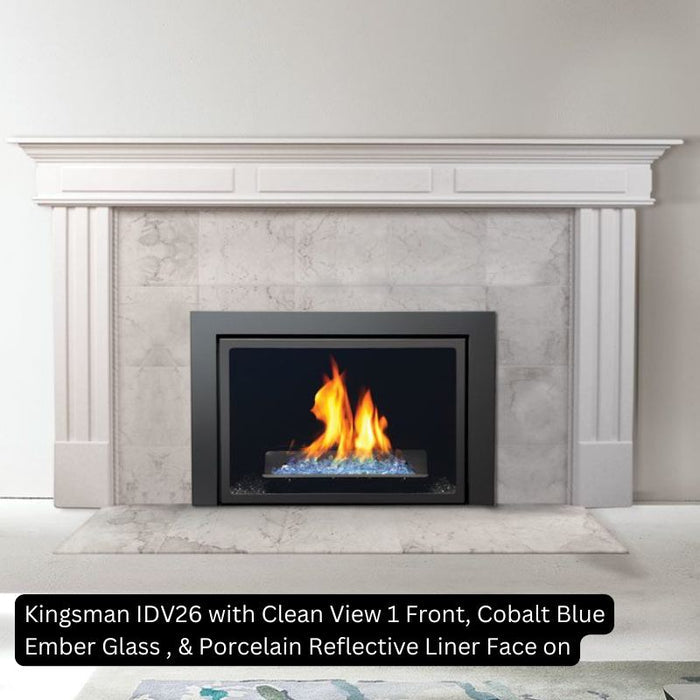 Kingsman IDV26 with Clean View 1 Front Cobalt Blue Ember Glass Porcelain Reflective Liner Face on