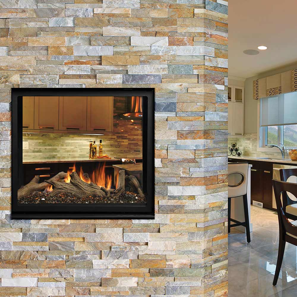Kingsman Clean View 43-inch high capacity see-through direct vent gas fireplace with ceramic glass and dual safety screens