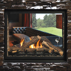 Kingsman Clean View 43-inch high capacity see-through direct vent gas fireplace with ceramic glass and dual safety screens
