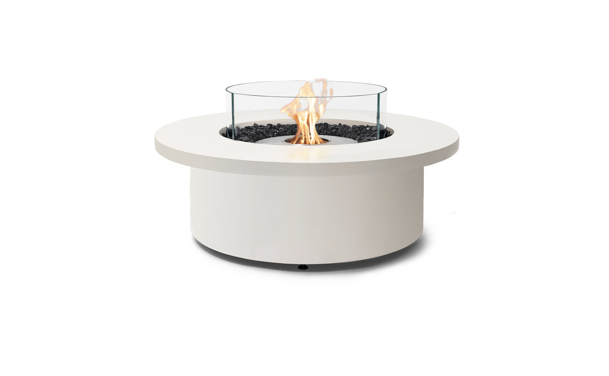 EcoSmart Fire Mimosa 40 fire table in Bone with glass fire screen