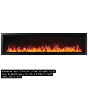 Close-up of the Napoleon Astound 96-inch flame effect and ember media bed
