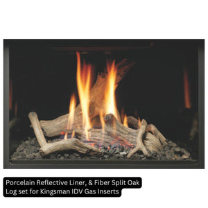 Porcelain Reflective Liner and Fiber Split Oak Log Set for Kingsman IDV Gas Inserts