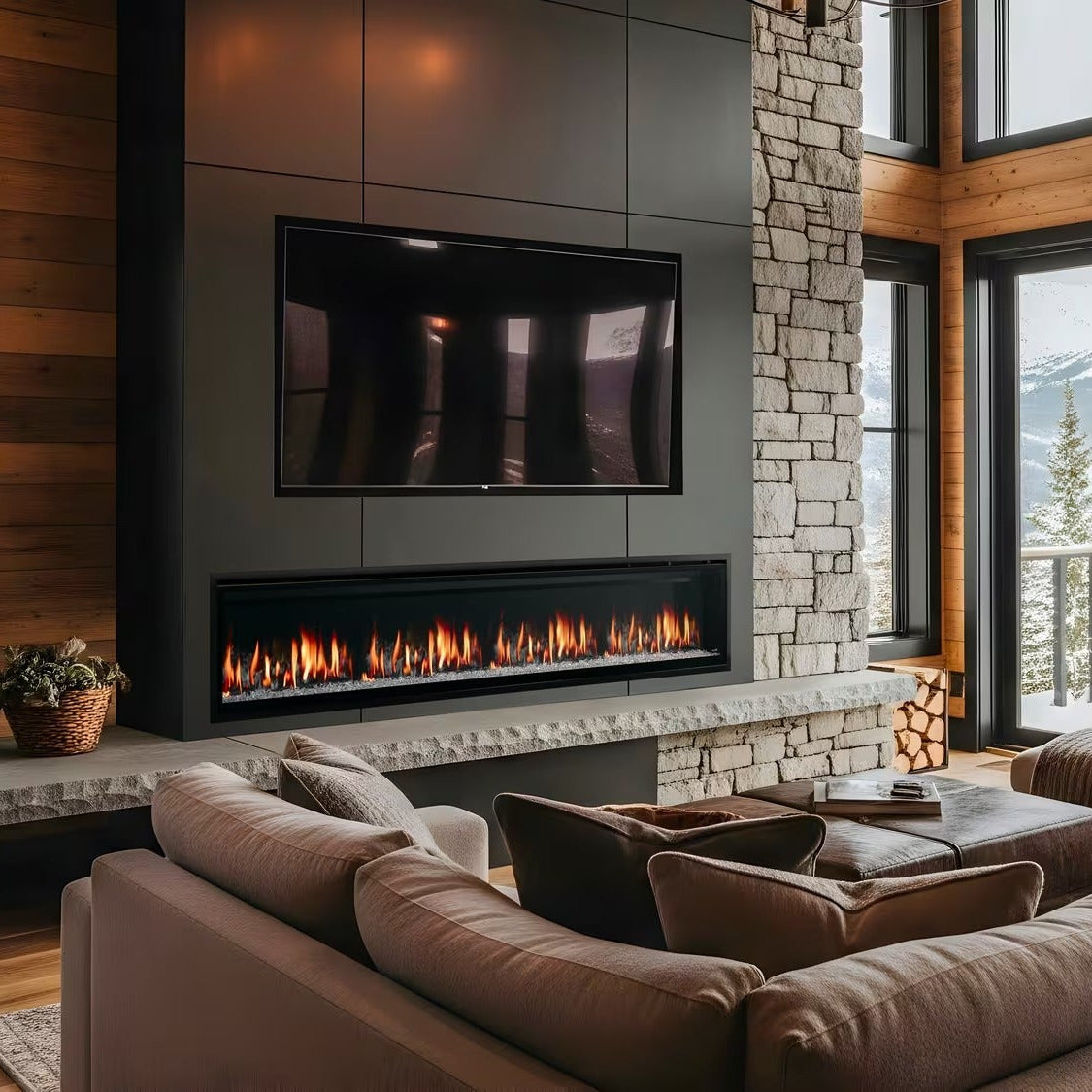 SimpliFire Allusion Edge 60-inch linear electric fireplace, product view 5