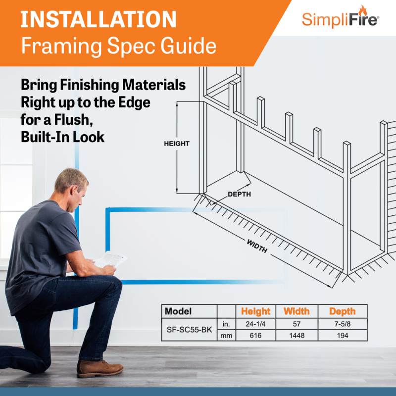 SimpliFire Scion 55-inch linear electric fireplace, product view 16