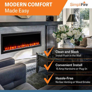 SimpliFire Allusion Platinum 60-inch linear electric fireplace, product view 5