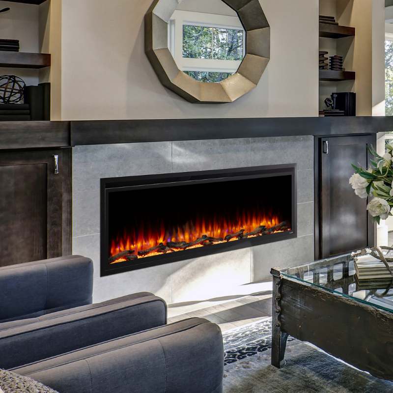 SimpliFire Allusion Platinum 60-inch linear electric fireplace, product view 2