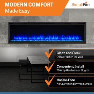 SimpliFire Allusion Platinum 72-inch linear electric fireplace, product view 6
