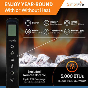 SimpliFire Allusion Platinum 60-inch linear electric fireplace, product view 6