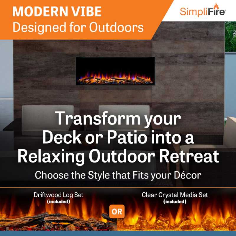 SimpliFire Forum 43-inch outdoor linear electric fireplace, product view 11