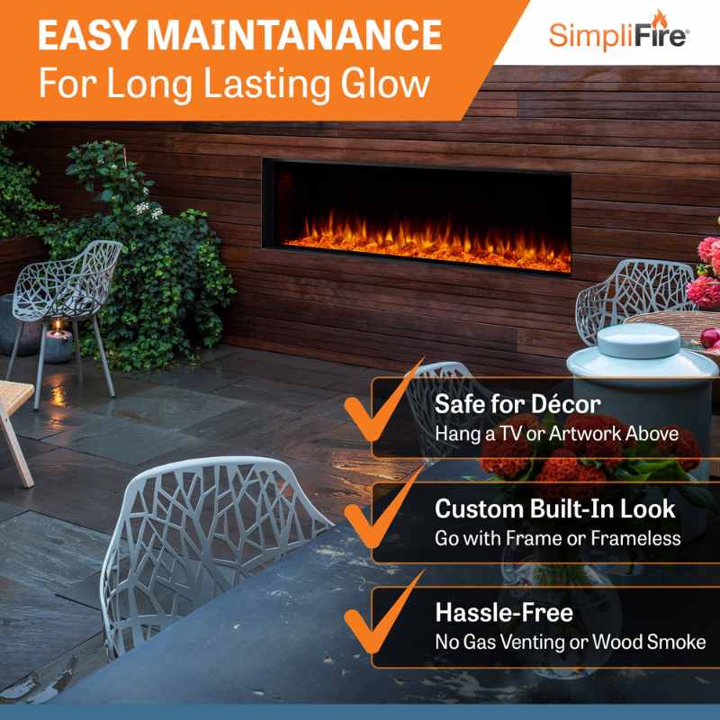 SimpliFire Forum 55-inch outdoor linear electric fireplace, product view 8